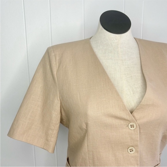 Coster Copenhagen Cropped Blazer W. Short Sleeves Light Beige Cotton Ramie 40 - Picture 6 of 10